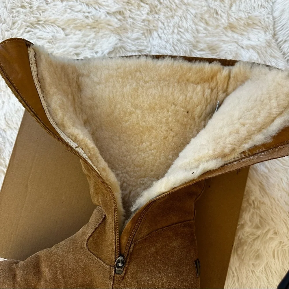 UGG Retro Cargo Tall Boots Chestnut Sheepskin Suede Winter Women’s Size 9 Y2K